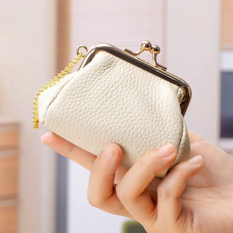 Tong Tong Rabbit Top Grain Cow Leather Coin Purse Women's Black/Ecru/Khaki/Earth Yellow/Yellow/Orange-2