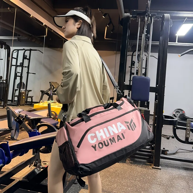Deli Bear Nylon Gym Bag Large Size Unisex Black/Pink/Khaki/Rose Red/Yellow/Army Green-9
