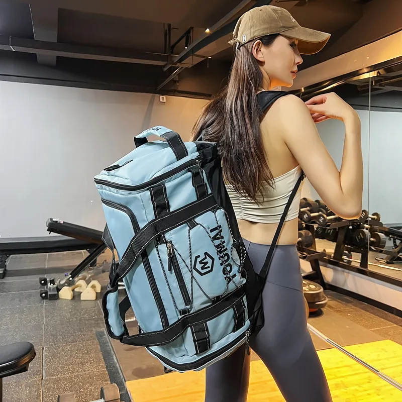 Deli Bear Nylon Fabric Gym Bag Unisex Black \ Pink \ Khaki \ Blue \ Yellow \ White \ Turquoise-14