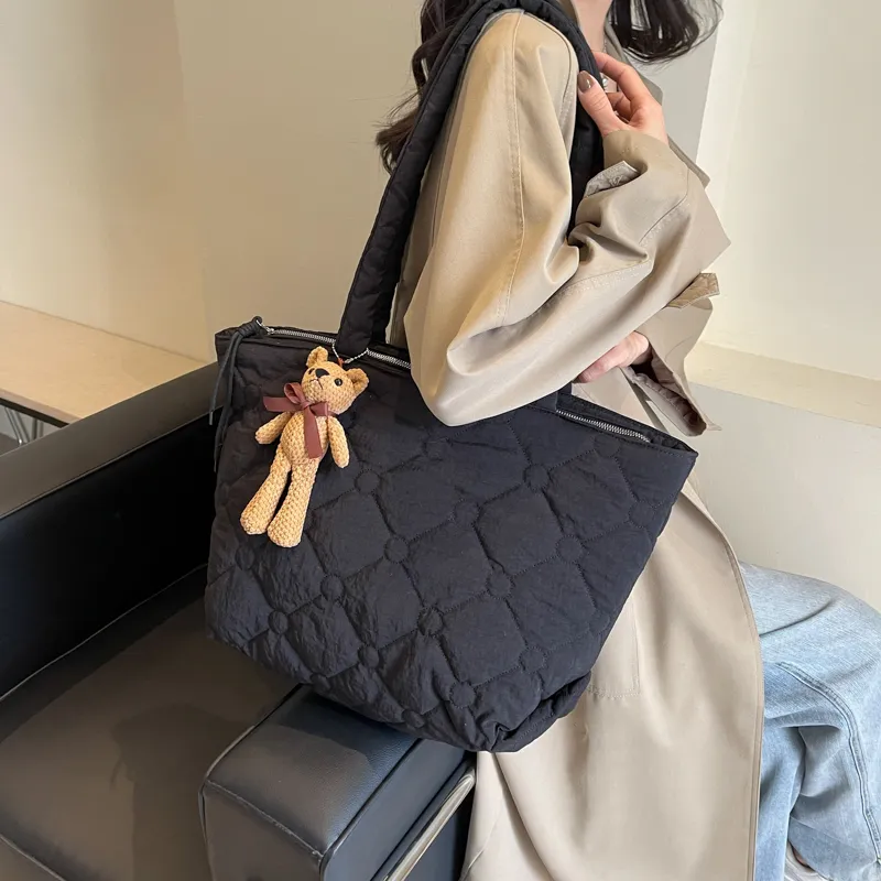 OUZIHUANG Canvas Tote Bag, Shopping Bag, Shoulder Bag Women's Coffee/Khaki/Ecru/Black-23