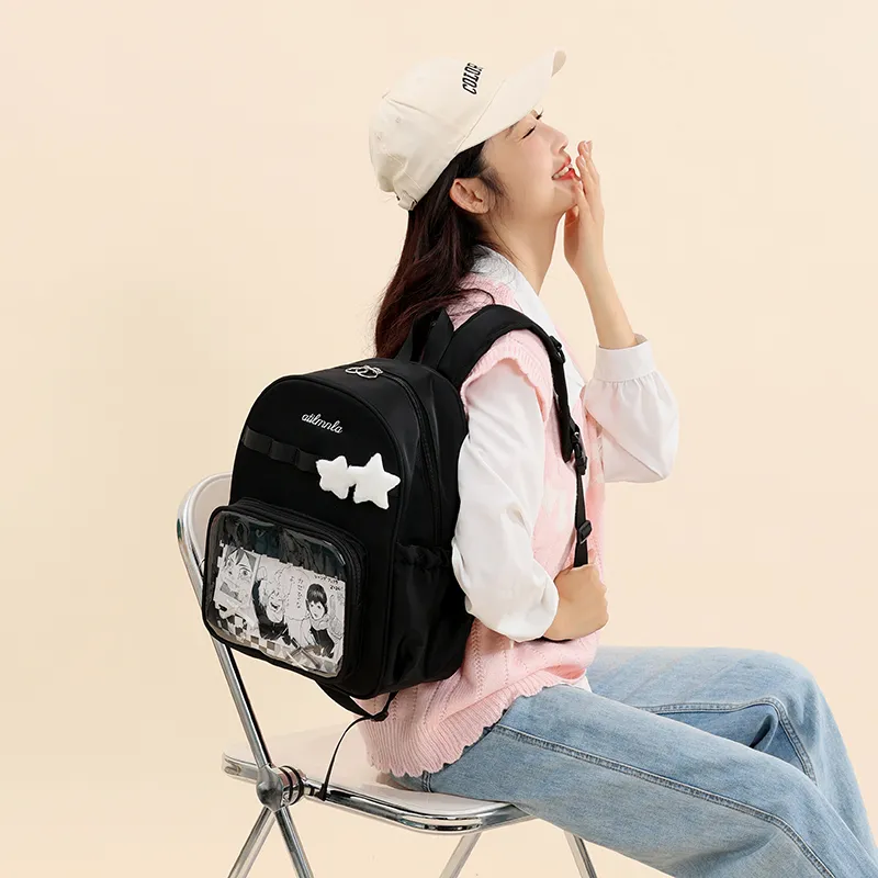 Deli Bear Fabric Backpack Women's Ecru/Gray/Light Purple/Sky Blue/Black-20