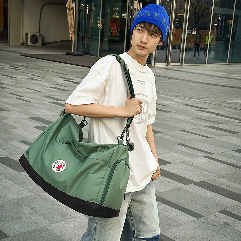 OUZIHUANG Nylon Travel Bag Unisex Black/Green/Gray/Yellow-8