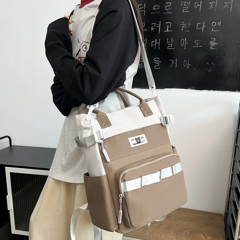 Deli Bear Canvas Canvas Bag Backpack Regular Unisex Green/Blue/Orange/Khaki/Black/Purple-19