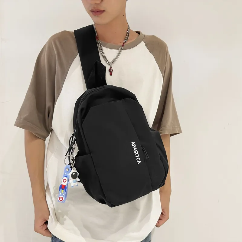 Deli Bear Nylon Backpack One Shoulder Crossbody Sling Bag Regular Unisex Green/White/Black-14