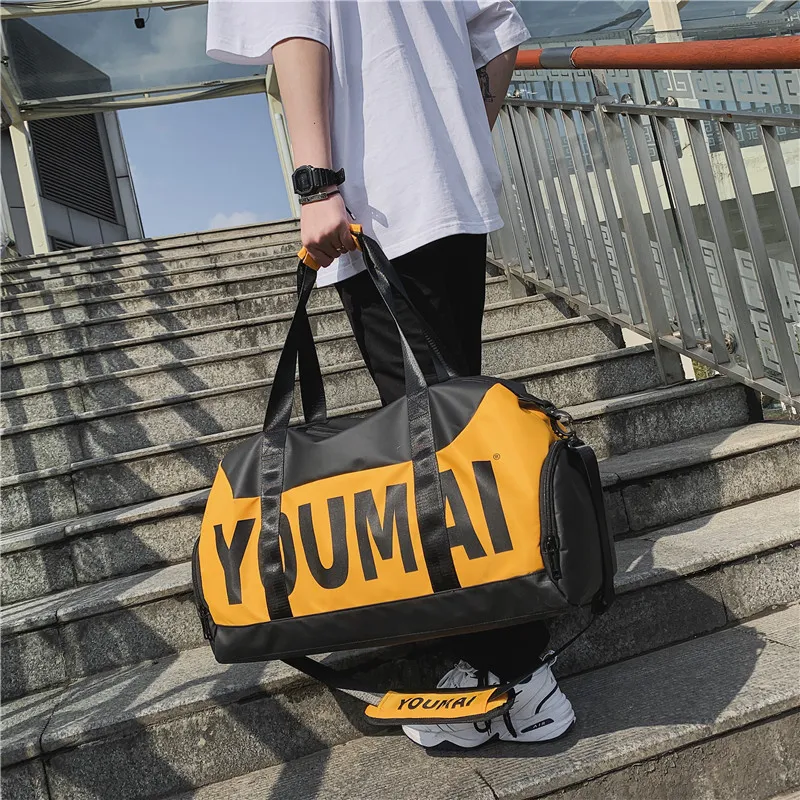 HCXK Nylon Gym Bag Medium Size Unisex Black/Yellow/Khaki/Pink/Purple-13