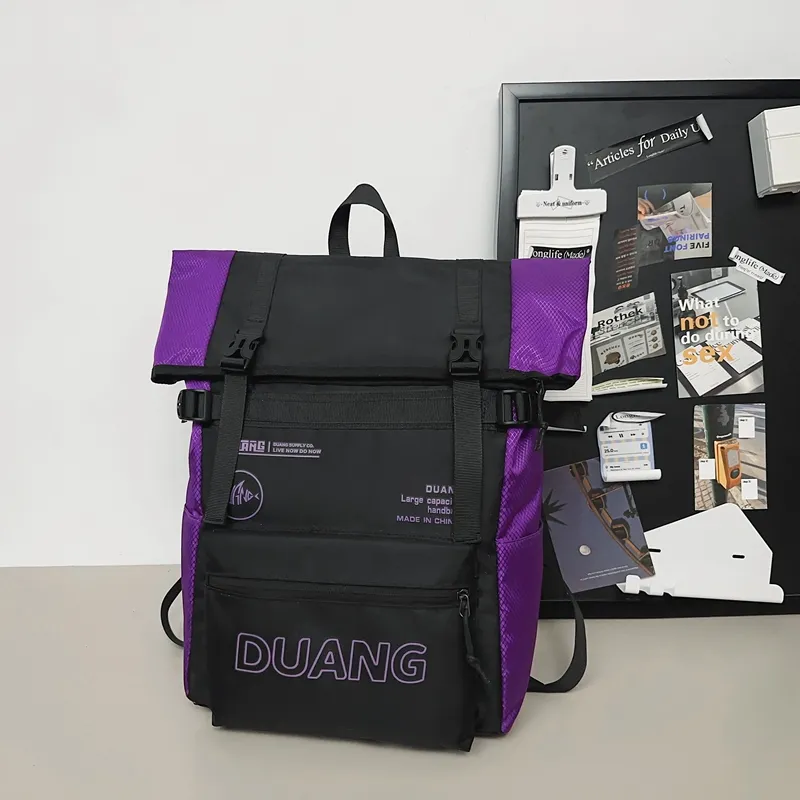 Deli Bear Nylon Backpack Unisex Black/Purple/Gray/Fruit Green/Mint Green-10