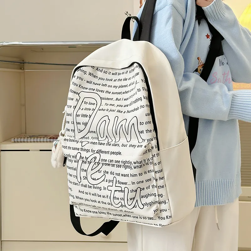 Deli Bear Nylon Backpack Regular Women's White/Blue/Khaki/Yellow/Green-3