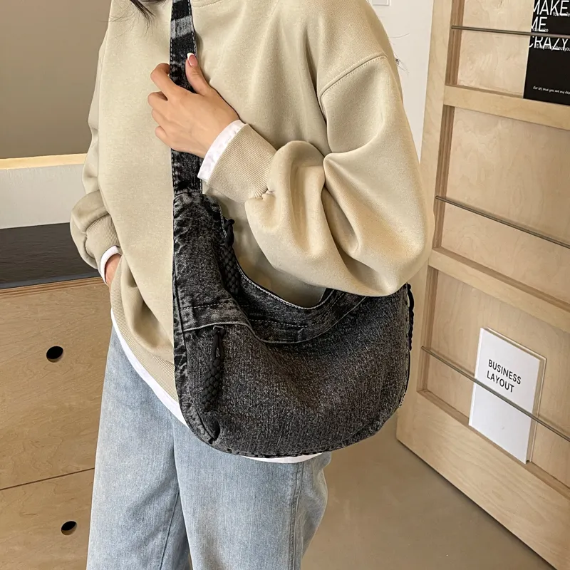 OUZIHUANG Denim Shoulder Bag, Crossbody Bag Women's Multicolor-24