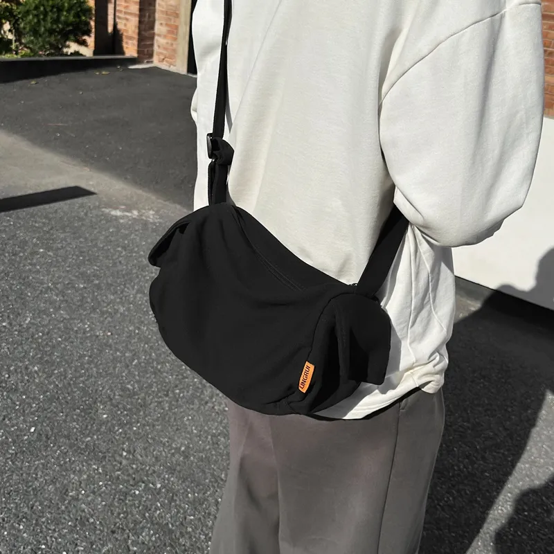 Deli Bear Canvas Crossbody Bag Shoulder Bag Regular Unisex Black/Green/Ecru/Orange-4