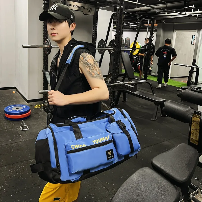 Deli Bear Nylon Gym Bag Unisex Black/Pink/Khaki/Red/Yellow/Army Green/Blue-30