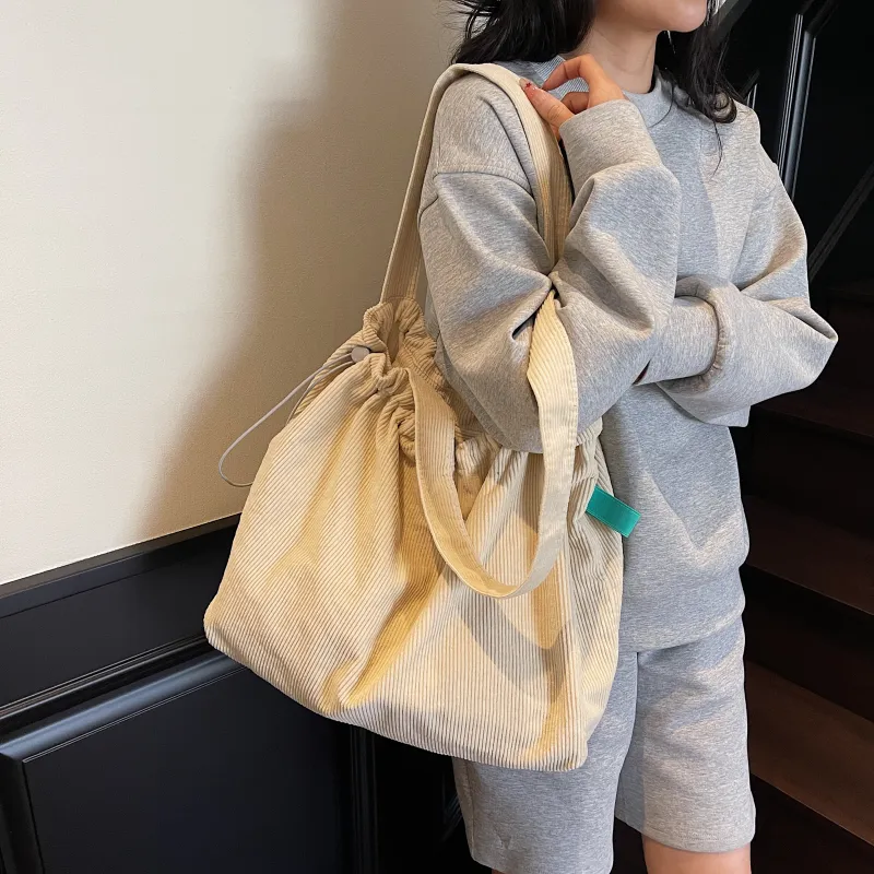 OUZIHUANG Corduroy Tote Bag Shoulder Bag Women's Multicolor-6