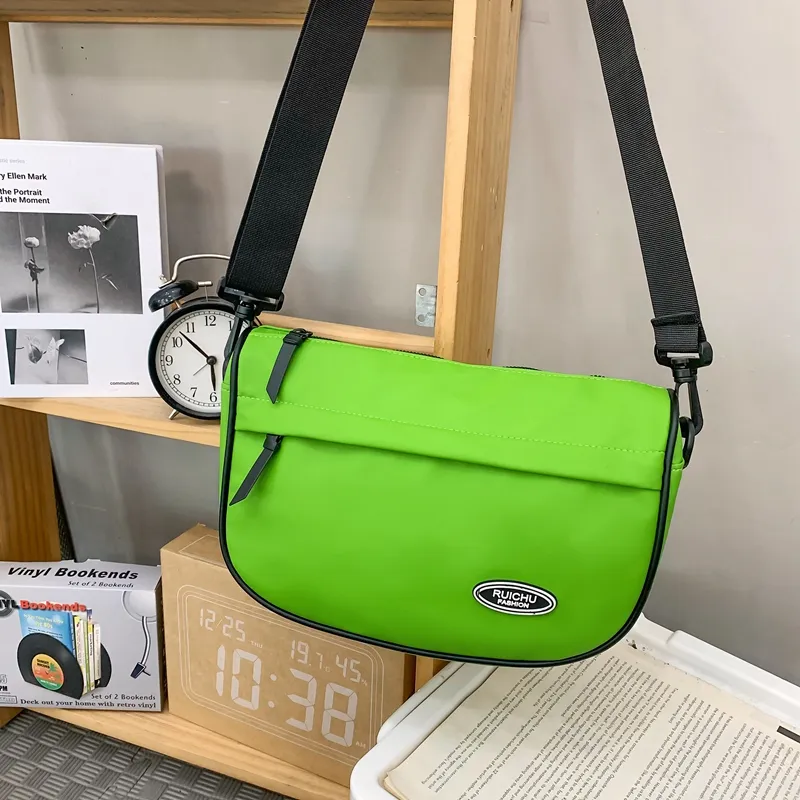 OUZIHUANG Nylon Fabric Crossbody Bag Unisex Black/White/Khaki/Green/Orange-11