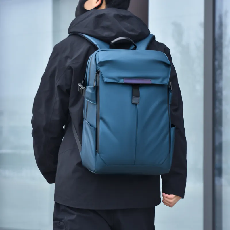 Deli Bear Nylon Laptop Backpack Regular Men's Blue/Gold/Gray/Black-2