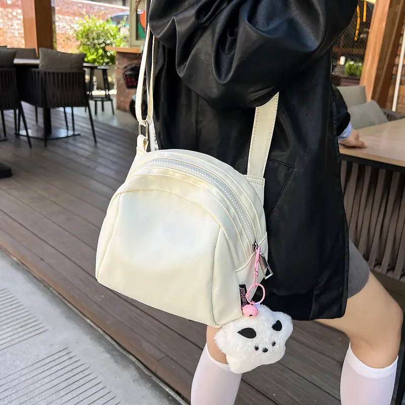 Deli Bear Nylon Shoulder Bag Unisex Black/Pink/White/Green-14