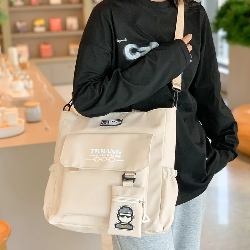 Deli Bear Oxford Shoulder Bag Unisex Beige Yellow Gray Green Black-3