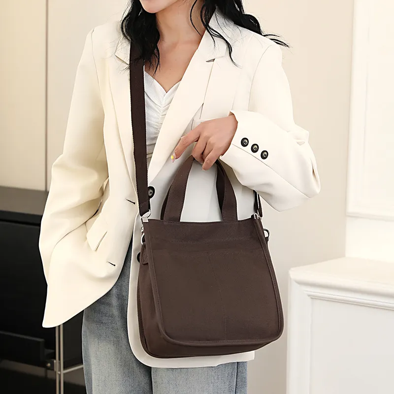 Deli Bear Canvas Handbag Women's Orange Red/Black/Yellow/Coffee-5