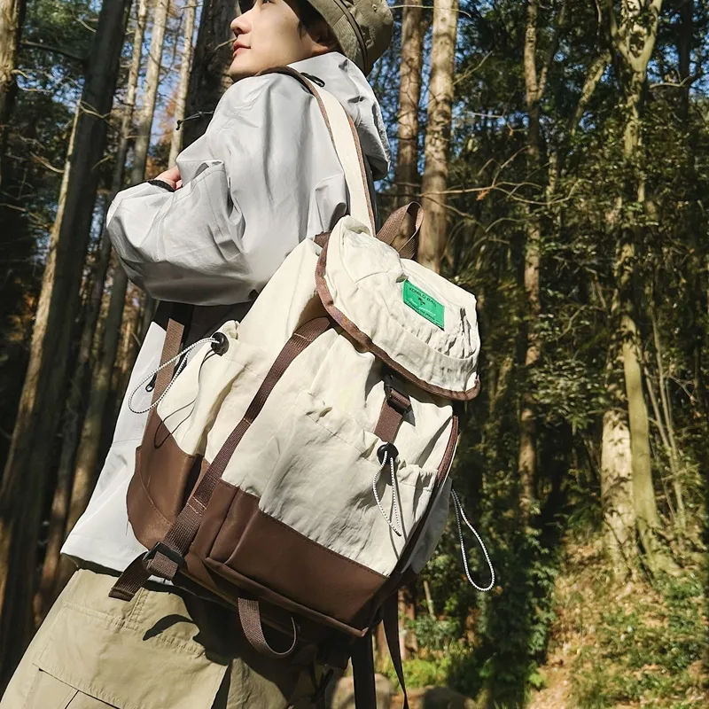 OUZIHUANG Nylon Backpack Large Size Unisex Multicolor-14