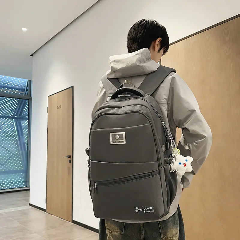 OUZIHUANG Nylon Backpack Regular Unisex Black/Gray/Orange/Purple/Khaki-5