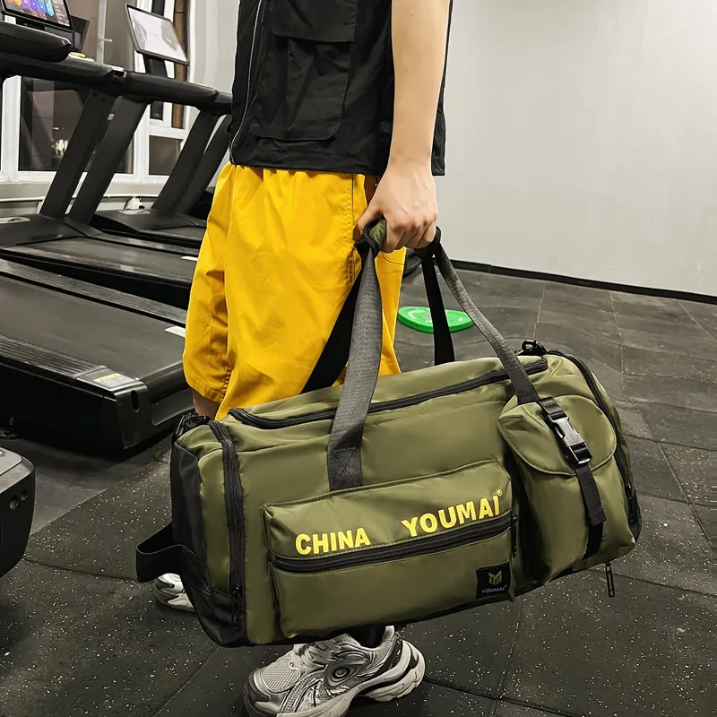 Deli Bear Nylon Gym Bag Unisex Black/Pink/Khaki/Red/Yellow/Army Green/Blue-26