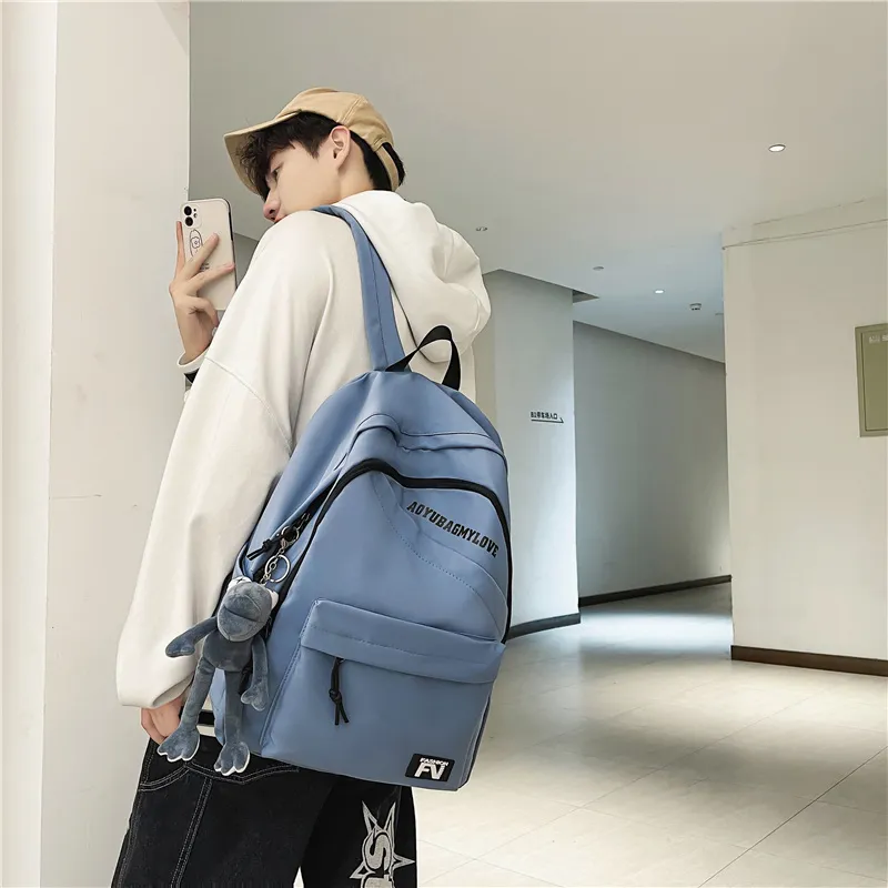 OUZIHUANG Nylon Backpack Unisex Black/Ecru/Red/Blue-14
