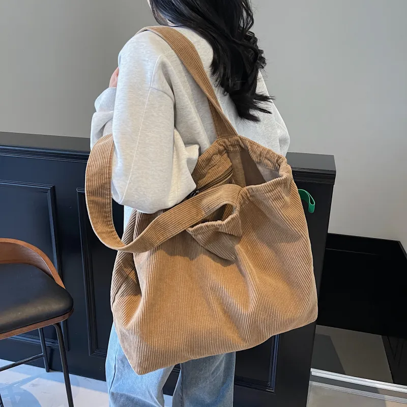 OUZIHUANG Corduroy Tote Bag Shoulder Bag Women's Multicolor-12