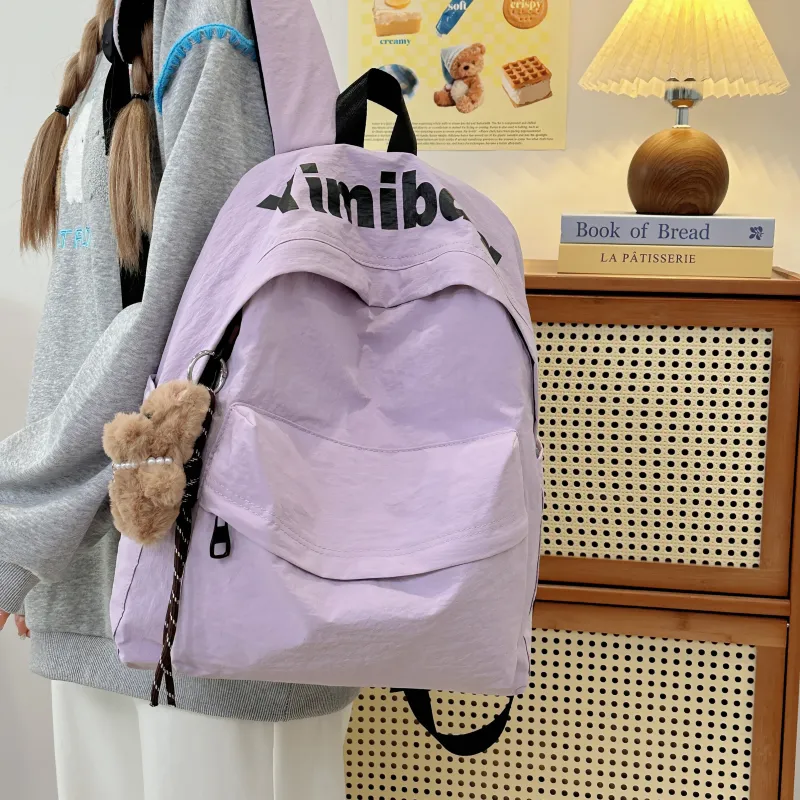 Deli Bear Nylon Backpack Regular Unisex White/Orange/Black/Purple/Green-13