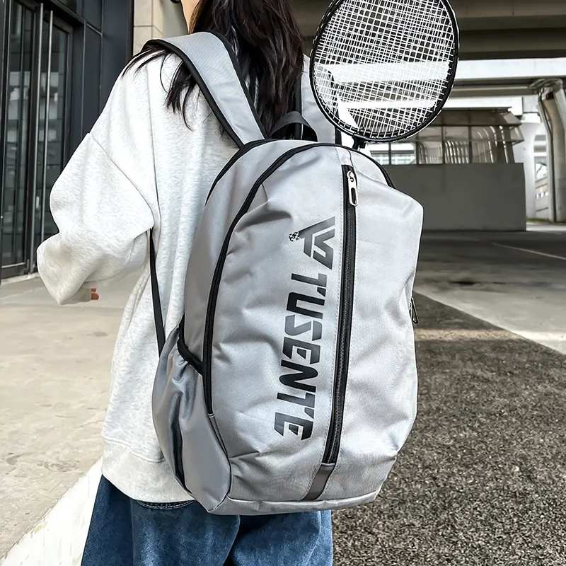 Deli Bear Oxford Backpack Large Size Unisex Gray/Dark Gray/Black/Red-6