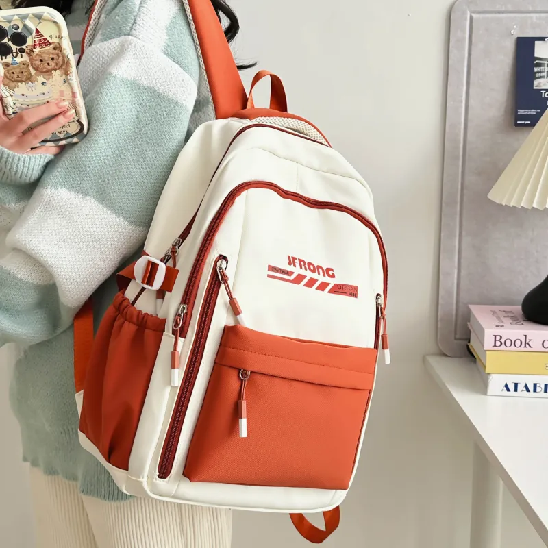 Deli Bear Nylon Backpack Regular Unisex Brown/Orange/Black/Khaki/Green-9