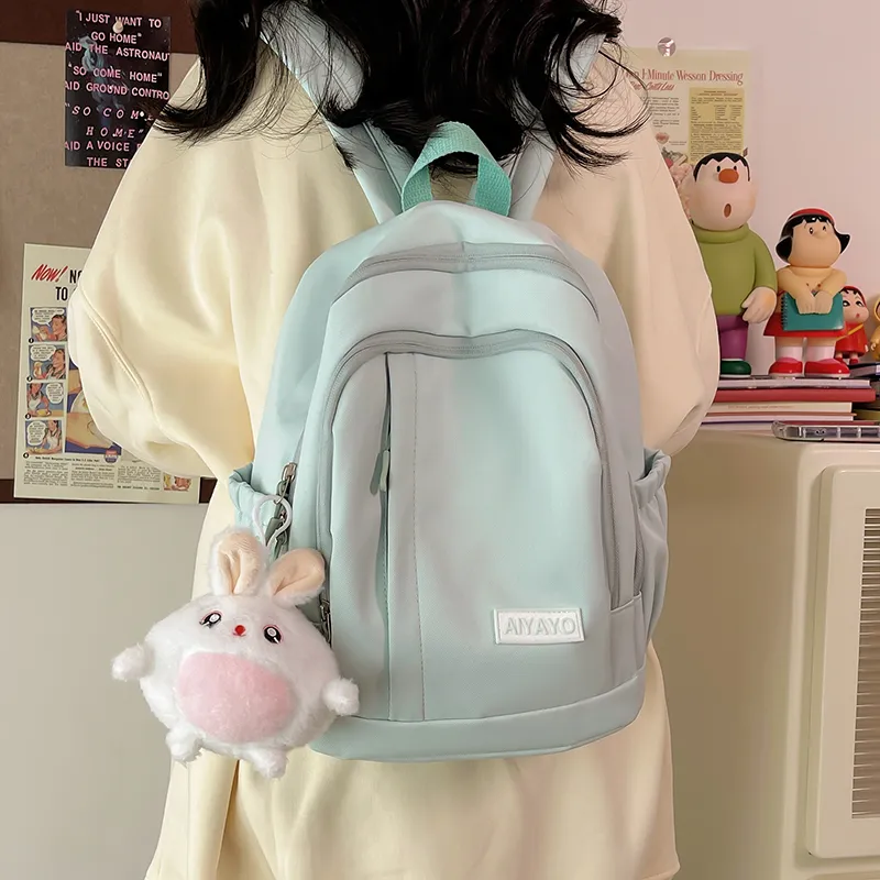 OUZIHUANG Nylon Backpack Large Size Unisex Pink/Blue/White/Black/Yellow/Green-24