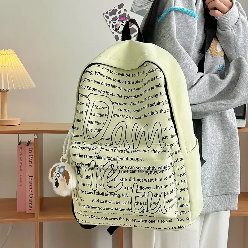 Deli Bear Nylon Backpack Regular Women's White/Blue/Khaki/Yellow/Green-18