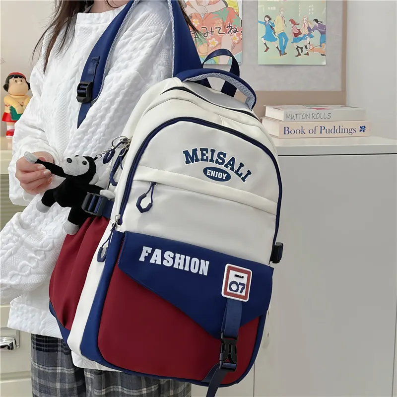 Tong Tong Rabbit Nylon Backpack Unisex Khaki \ Blue & Red \ Yellow Brown \ White & Green \ Black-7