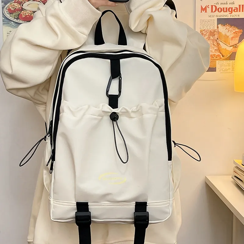 Deli Bear Polyester Laptop Backpack Regular Unisex White/Pink/Black-5