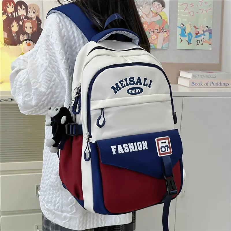 Tong Tong Rabbit Nylon Backpack Unisex Khaki \ Blue & Red \ Yellow Brown \ White & Green \ Black-6