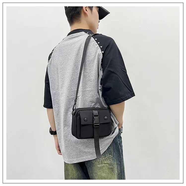 Tong Tong Rabbit Nylon Crossbody Bag Unisex Black/White/Khaki-4