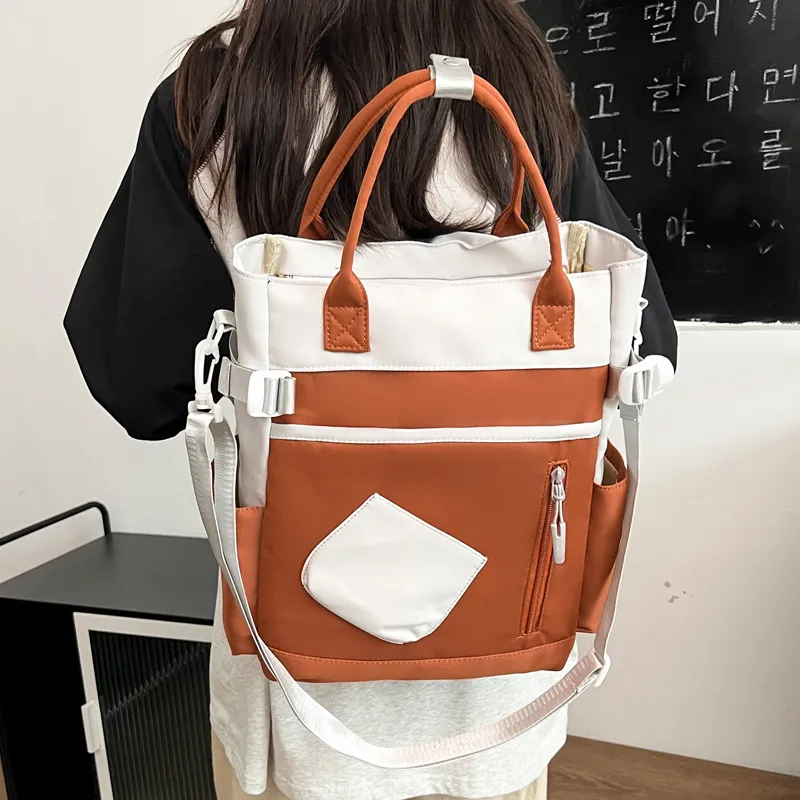 Deli Bear Canvas Backpack Unisex Green/Blue/Orange/Khaki/Black/Purple-2