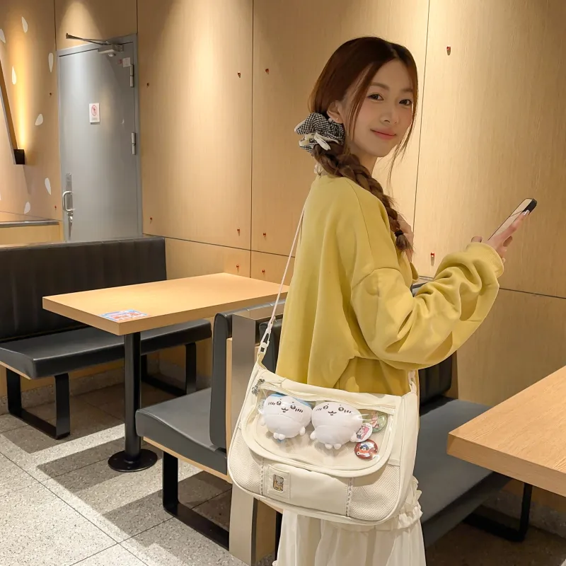 OUZIHUANG Nylon With PVC Shoulder Bag Regular Women's Multicolor-5