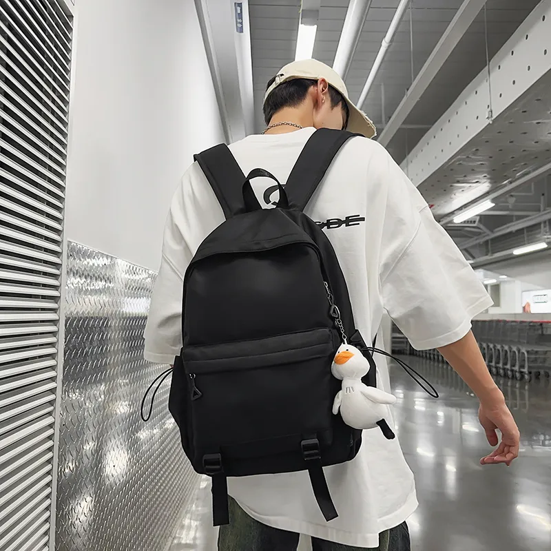 OUZIHUANG Nylon Backpack Unisex Black/White/Yellow/Gray-4