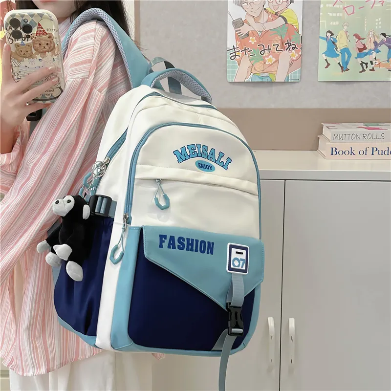 Tong Tong Rabbit Nylon Backpack Unisex Khaki \ Blue & Red \ Yellow Brown \ White & Green \ Black-17