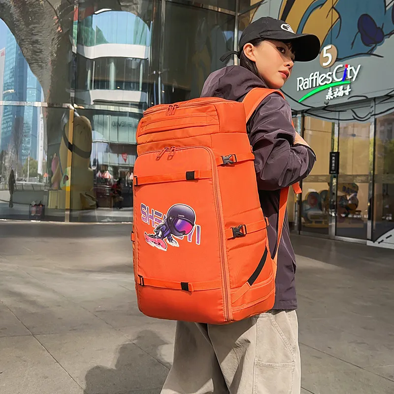 Deli Bear Oxford Backpack Regular Unisex Black Gray Blue/Orange-14