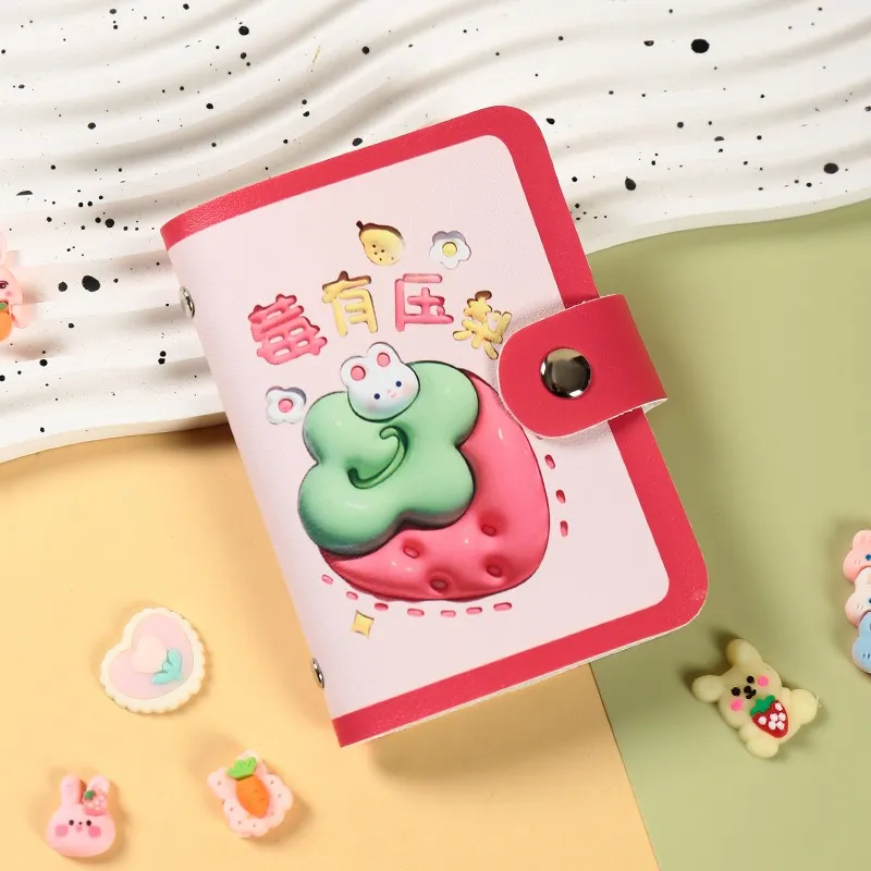 OUZIHUANG PU Card Holder Women's Rich In Butter\Wishful Orange\Cherry Full Of Possibilities\Berry Pressed With Pear-1