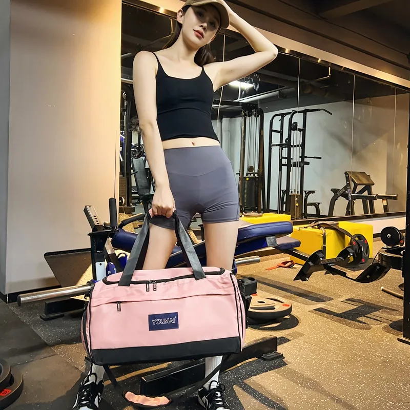 Deli Bear Nylon Gym Bag Unisex Black/Pink/Red/Khaki/Blue/Army Green/Gray-6