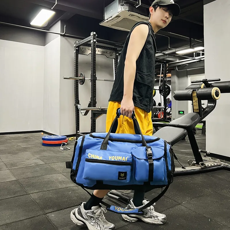 Deli Bear Nylon Gym Bag Unisex Black/Pink/Khaki/Red/Yellow/Army Green/Blue-31
