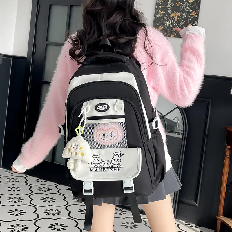Tong Tong Rabbit Canvas Backpack Unisex Multicolor-3