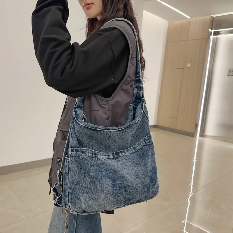 OUZIHUANG Denim Crossbody Bag, Shoulder Bag Regular Unisex Black/Light Blue/Dark Blue/Vintage Blue-28