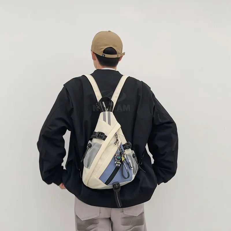 Deli Bear Nylon Backpack Regular Men's Black/Red/White Blue/Khaki-23