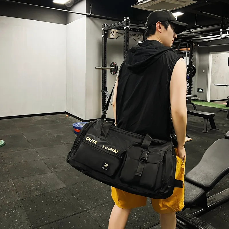 Deli Bear Nylon Gym Bag Unisex Black/Pink/Khaki/Red/Yellow/Army Green/Blue-3