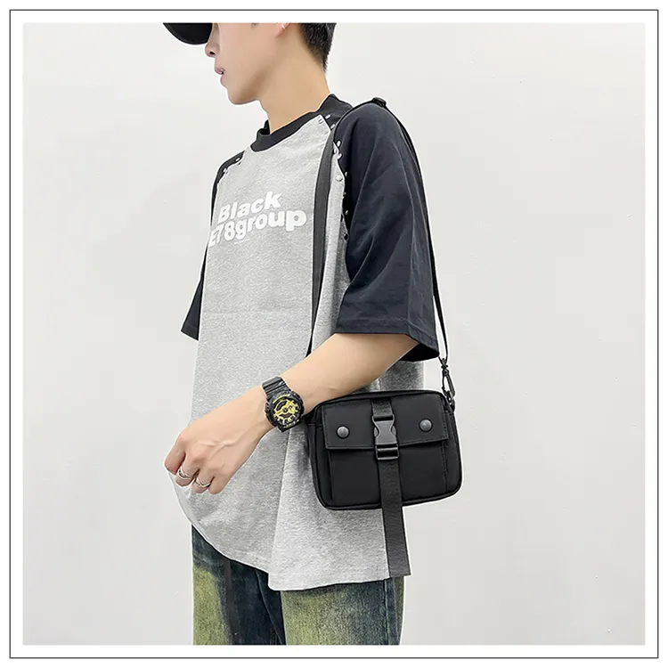 Tong Tong Rabbit Nylon Crossbody Bag Unisex Black/White/Khaki-3