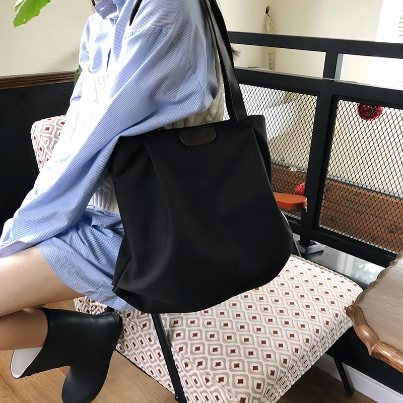 Deli Bear Nylon Tote Bag, Shopping Bag, Handbag, Shoulder Bag Women's Khaki/White/Black-12