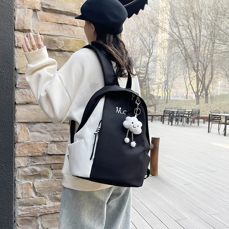 OUZIHUANG Nylon Backpack Regular Women's Lemon/Orange/Haze Blue/Classic Black/Withered Leaf Green-12
