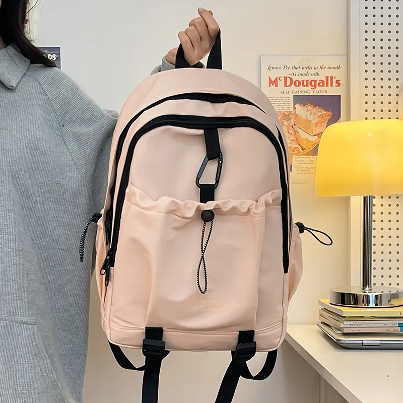 Deli Bear Polyester Laptop Backpack Regular Unisex White/Pink/Black-12